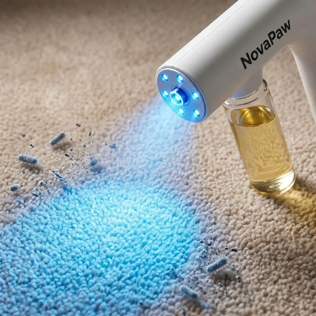 NovaPaw UV light killing bacteria in carpet
